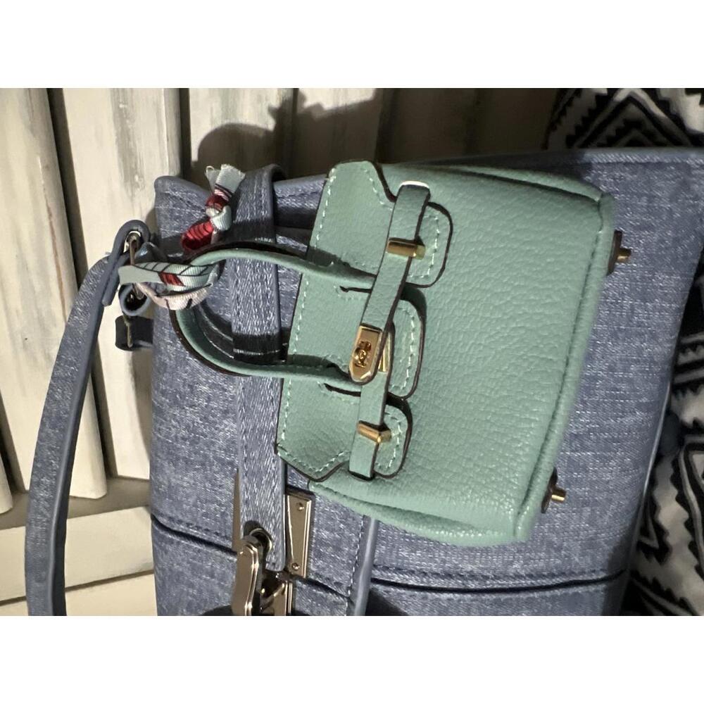 Mini Mint Green Faux Leather Handbag Charm Keychain